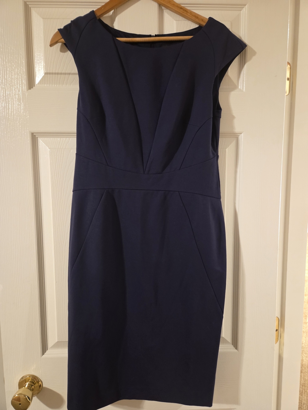 Ann Taylor Navy Architectural Origami Sheath Dress Size 6 NWOT